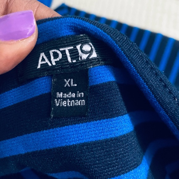 Striped black and blue casual dress. Size XL. Cotton spandex. - Picture 8 of 9